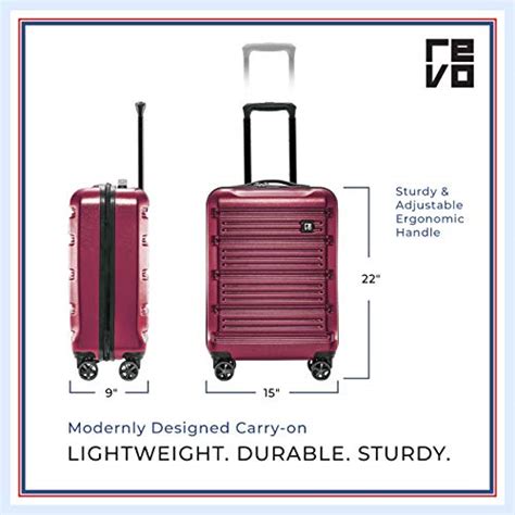 REVO Arro Hardside Luggage with Spinner Wheels, Made in USA, Carry-On 20 Inch, Burgundy | Pricepulse