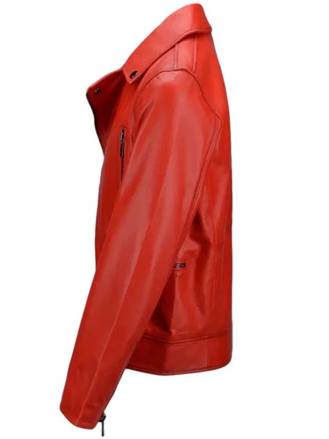 Red Leather Biker Jacket