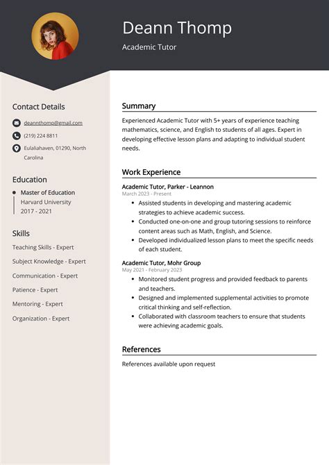 Academic Tutor Resume Example Free Guide