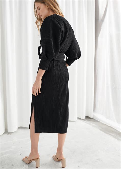 Belted Wrap Midi Dress Black Midi Dresses And Other Stories