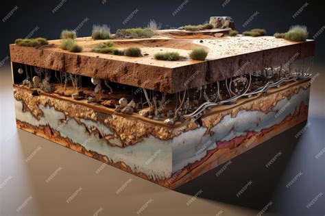 premium ai image  cross section   ground  soil  plants