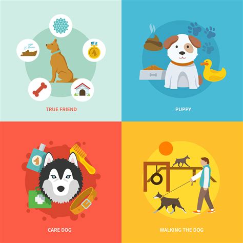 Dog Icons Flat Set 434751 Vector Art At Vecteezy