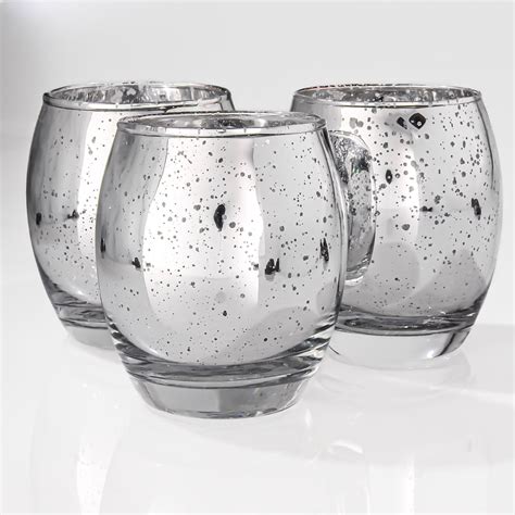 Richland Votive Holder Hurricane Grande Silver Mercury Set Of 12