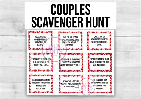 Couples Scavenger Hunt Treasure Hunt With Clues Fun Etsy