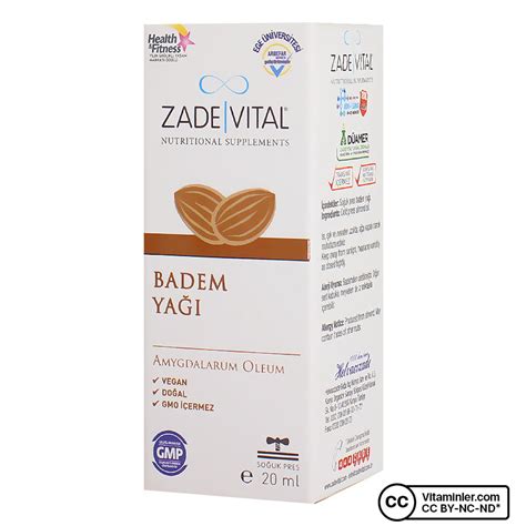 Zade Vital Tatlı Badem Yağı 20 mL Vitaminler