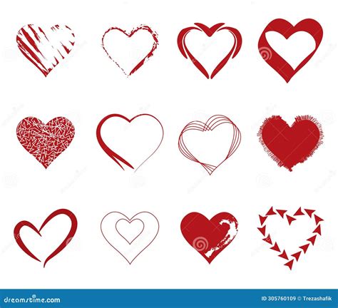 Love Heart Icons Valentine Icons Set 1 Stock Illustration