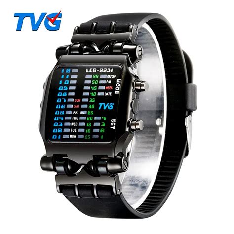 Luxury Brand Tvg Watches Men Fashion Rubber Strap Led Digital Watch Men