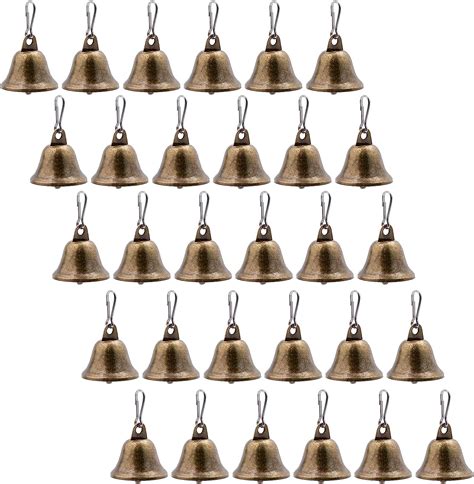 30 Pieces Small Craft Bells Vintage Bells For Crafts Brass Bells With Hanging Hole And Hooks