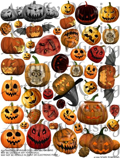 SCARY PUMPKINS Halloween Collage Sheet Digital Printable - Etsy