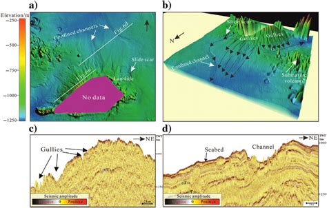 A And B Seafloor Geomorphological Maps Showing The Gullies And