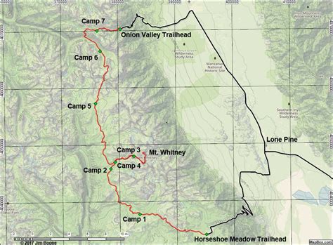 John Muir Trail Backpack Map