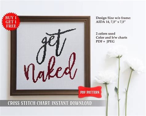 Get Naked Cross Stitch Pattern Inappropriate Cross Stitch Sassy Decor