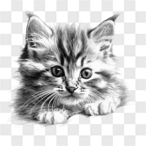 Scarica Adorabile Disegno In Bianco E Nero Di Un Gattino Per