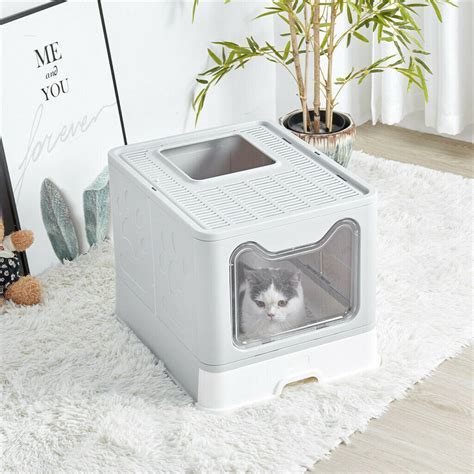 Tucker Murphy Pet™ Foldable Plastic Cat Litter Box Top Entry Type Anti ...