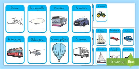 Cartes De Vocabulaire Les Moyens De Transport Twinkl