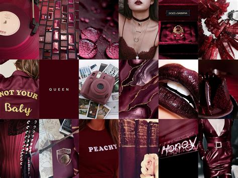 100 Pcs Burgundy Wall Collage Kit Boujee Burgundy Etsy