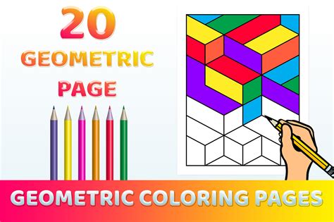 3D Geometric Coloring Pages for Kids Graphic by medelwardi · Creative ...