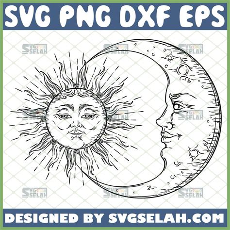 Celestial Sun And Moon Svg File For Cricut Png Dxf Eps Svg Selah