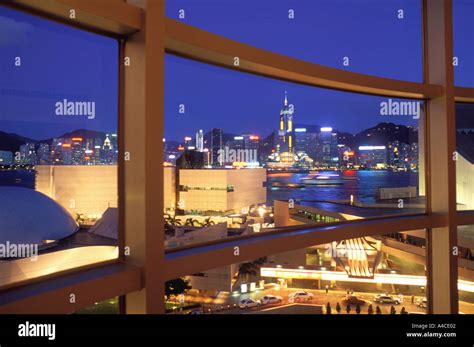 View of Hong Kong skyline at night from inside hotel room Hong Kong ...