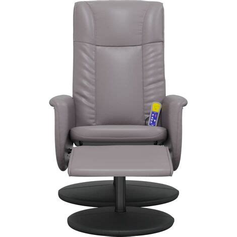 Fauteuil Inclinable De Massage Avec Repose Pied Gris Similicuir