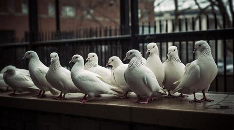 Premium Photo White Pigeons Flying In The Bright Sky Set