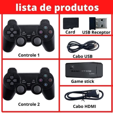 V Deo Games Stick Retro Mil Jogos Controles Sem Fio Parcelamento