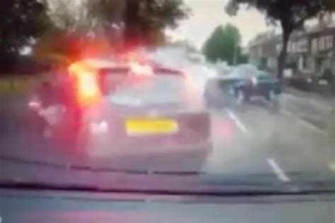 Dramatic Dash Cam Footage Shows Terrifying Four Car Smash Head On But