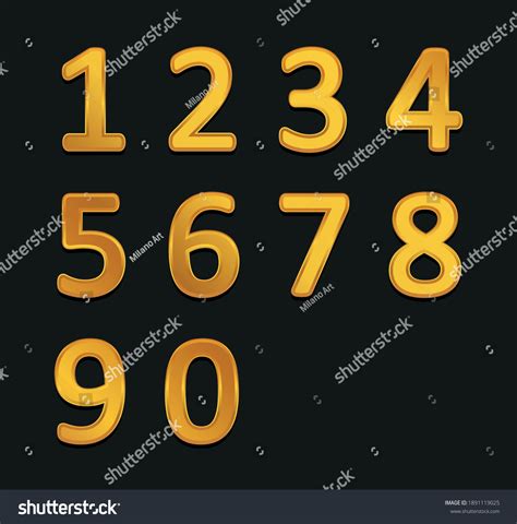 Vector Gold Metallic Numbers Set Stock Vector Royalty Free 1891119025