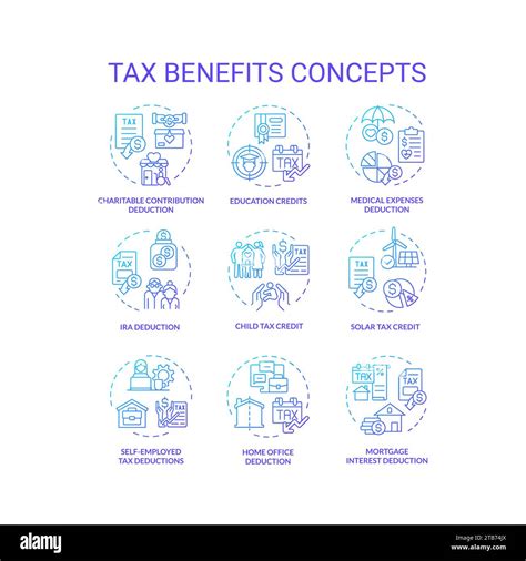 Tax Benefits Blue Gradient Concept Icons Stock Vector Image And Art Alamy