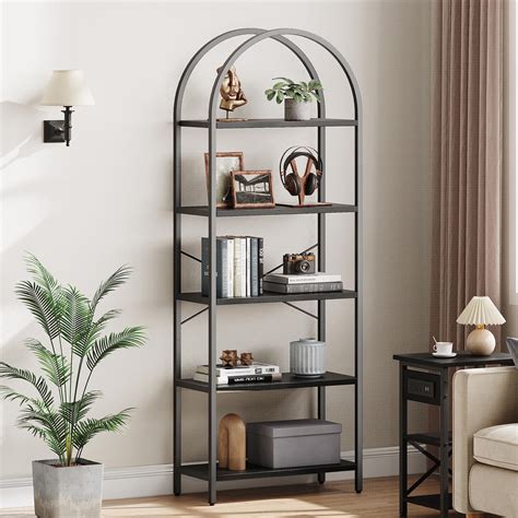 Idealhouse Bookshelf Tier Bookcase Arched Display Racks Tall Standing