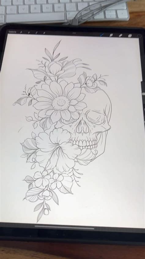 Feminine Skull Tattoos With Floral Designs Feminine Skull Tattoos