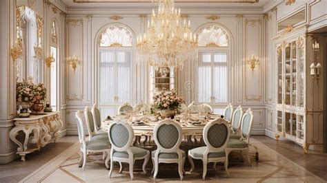 Italian Style in the Dining Room with Elegant Furniture, Crystal ...