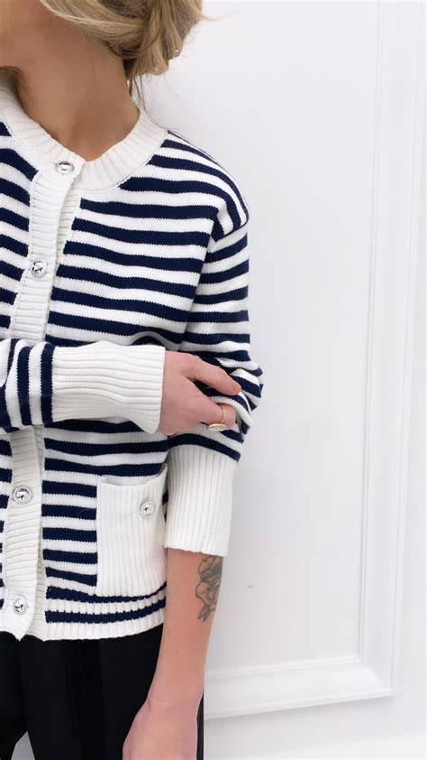 Cardigan bleu marine et blanc rayé Cozette Lille