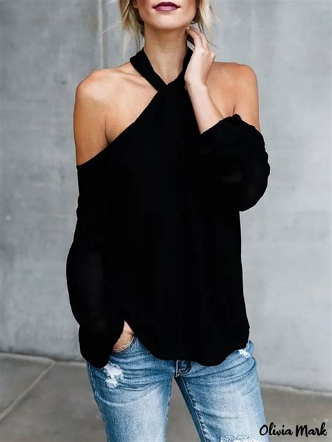 Olivia Mark Twisted Halter Neck Casual Blouse With Low Cut Design