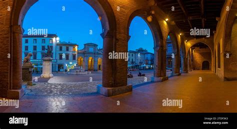 View Of Piazza Cavour From Arches Of Palazzo Del Podesta In Rimini At