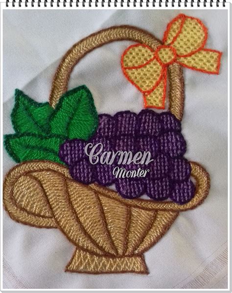 Bordado Fantas A Uvas En Canasta Embroidery Patterns Handwork