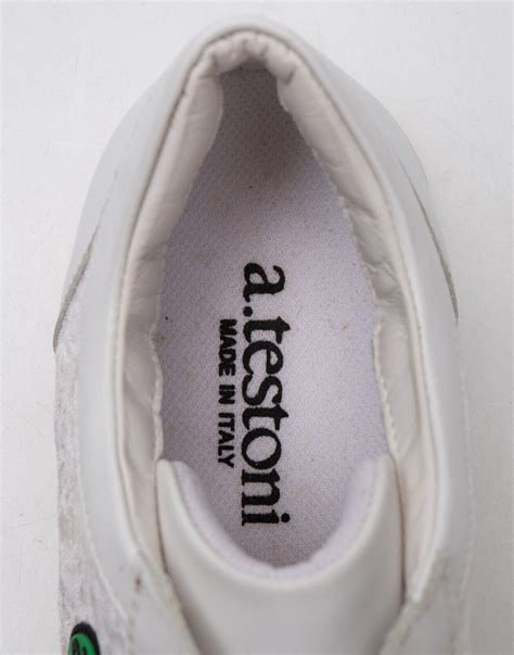 RRP504 A TESTONI Leather Sneakers US7 UK6 EU40 Logo Flat Made In Italy