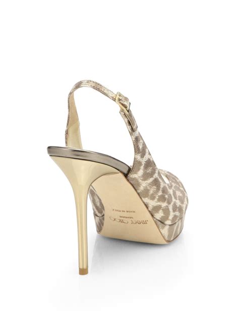 Jimmy Choo Nova Leopard Print Shimmer Suede Slingback Pumps In Metallic