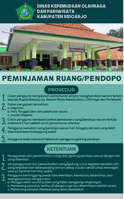 Layanan Pinjam Ruang Gedung Pendopo Dinas Kepemudaan Olahraga Dan