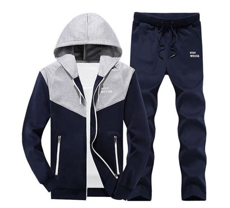 Autumn Mens Tracksuits 2 Piece Set Zipper Hood Jacket Sweat Pant