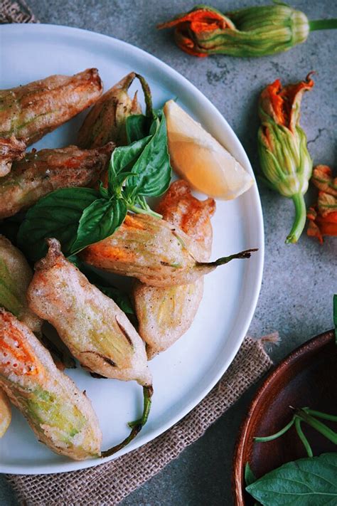 Fried Zucchini Blossoms Stuffed With Basil Ricotta A Beautiful Plate