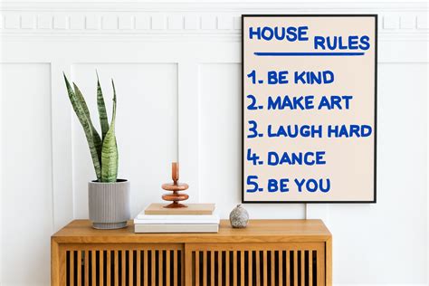 House Rules Wall Art Minimalist Wall Printmodern Art Print Trendy