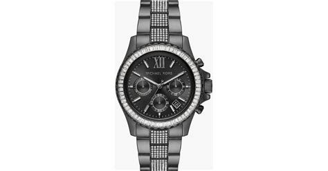 Michael Kors Oversized Everest Pavé Gunmetal Watch Lyst