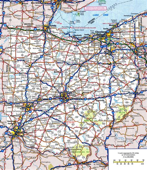 Large detailed roads and highways map of Ohio state with all cities ...