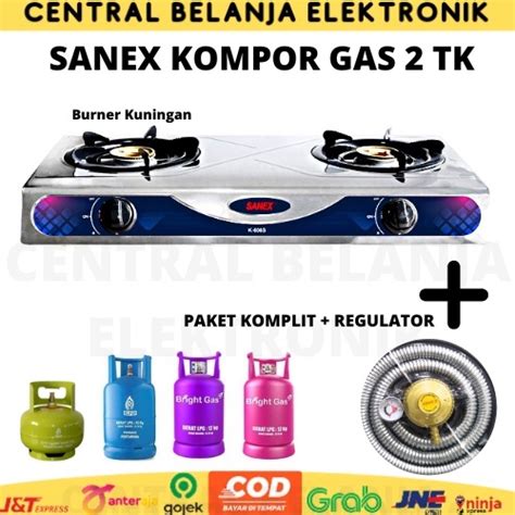 Jual Kompor Gas 2 Tungku Sanex Stainless Burning Kuningan Shopee