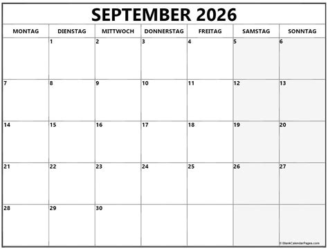 september  kalender auf deutsch kalender