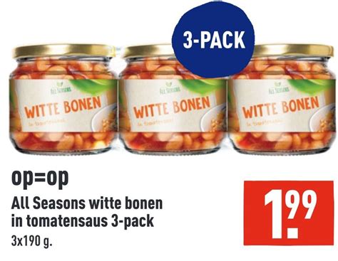 All Seasons Witte Bonen In Tomatensaus 3 Pack Aanbieding Bij ALDI