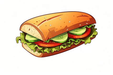 Sandwich cartoon food hamburger. AI | Free Photo Illustration - rawpixel