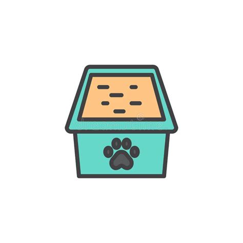 Icono Llenado Del Esquema De La Caja De Gato Ilustración del Vector