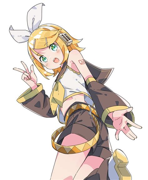 「ピース鏡音リンさん。イラスト 鏡音リン Vocaloid 」ぱ。のイラスト